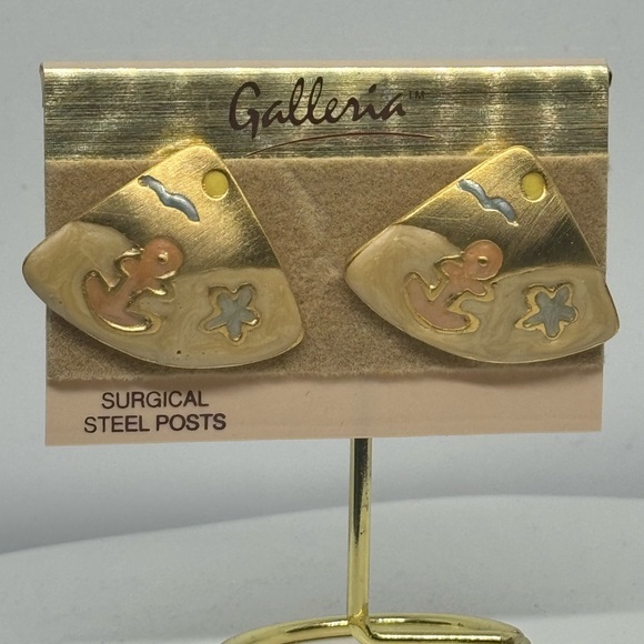 Vintage Nautical Anchor & Starfish Earrings with Surgical Steel Posts - Picture 3 of 13